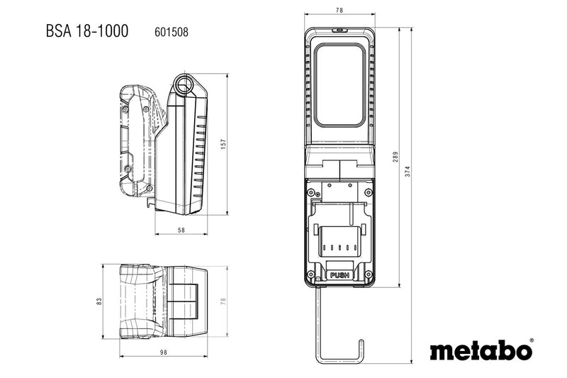 Metabo BSA 18-1000 (601508850) 18V Cordless Lamp - Body Only product image 5