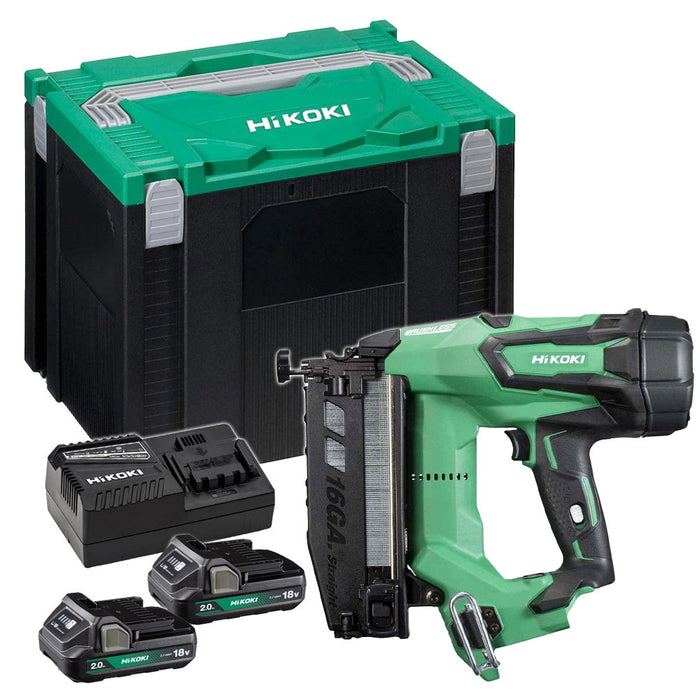 HiKOKI NT1865DMJYZ 18V 16GA Brushless Straight Finish Nailer – 2x 2.0Ah Batteries, Charger & Case