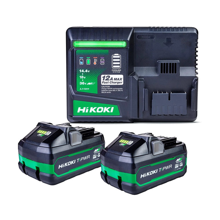 Hikoki - UC36YSL2JAZ - T-PWR MultiVolt Starter Pack with 2x 8.0Ah 18V / 4.0Ah 36V Tabless MultiVolt Batteries & Fast Charger