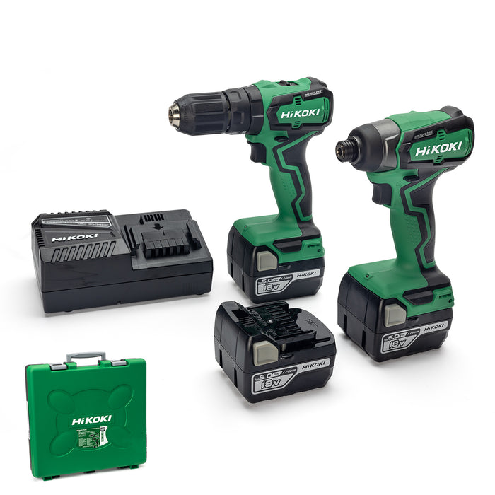 HiKOKI KC18DDXJBZ Twin Kit 18V 3 x 5.0Ah, DV18DDX & WH18DDX