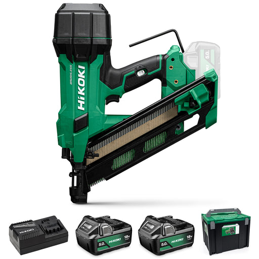 Hikoki 18V 90mm Clipped Head Framing Nailer 2 x 5.0Ah  batteries, charger and case - NR1890DCAJPZ