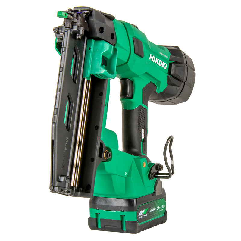 HiKOKI 18V 16GA Brushless Straight Finish Nailer with 2 x 2.0Ah batteries, charger and case - NT1865DSAJXZ