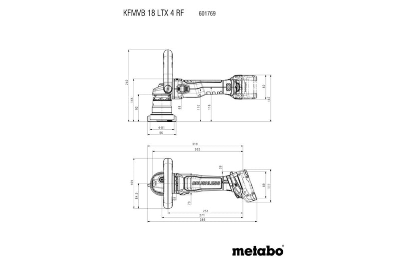 Metabo KFMVB 18 LTX BL 4 RF (601769840) 18V Brushless Cordless Bevelling Tool for Metal - Body Only product image 3