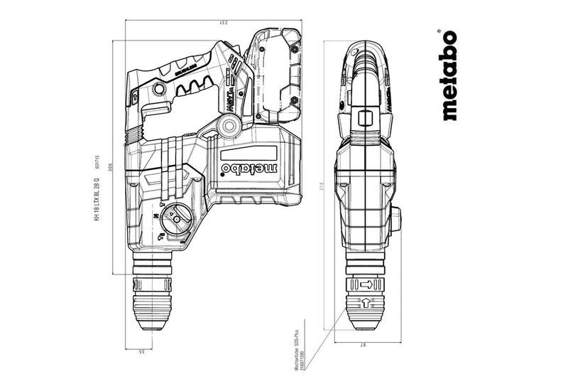 Metabo KH 18 LTX BL 28 Q (601715840) 18V Brushless Cordless SDS-Plus Hammer - Body Only product image 6