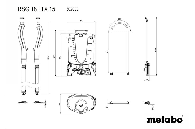 Metabo RSG 18 LTX 15 (602038850) 18V Brushless Cordless Backpack Sprayer - Body Only product image 8