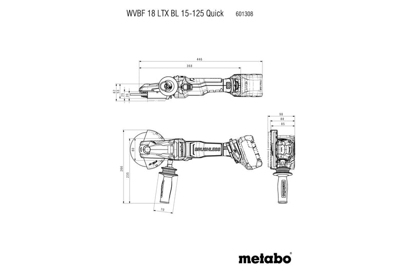 Metabo WVBF 18 LTX BL 15-125 Quick (601308840) 18V Brushless Cordless Flat-head Angle Grinder - Body Only product image 8