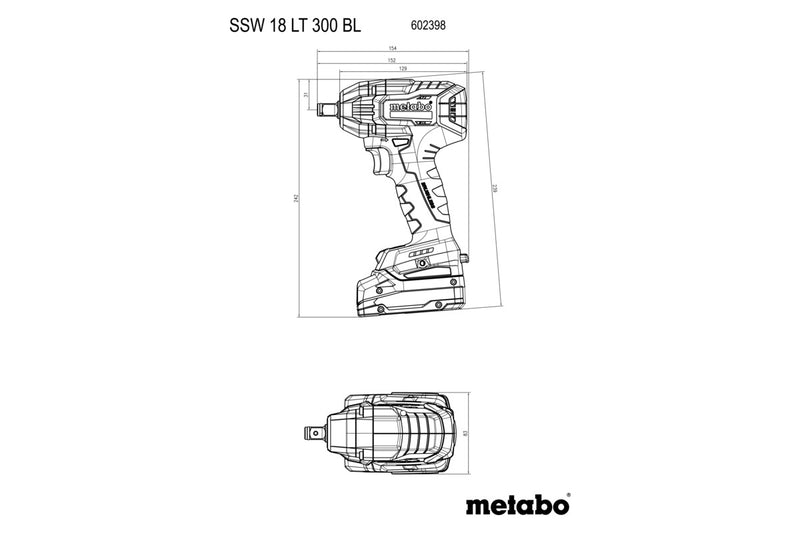 Metabo SSW 18 LT 300 BL (602398840) 18V Brushless Cordless Impact Wrench - Body Only product image 7