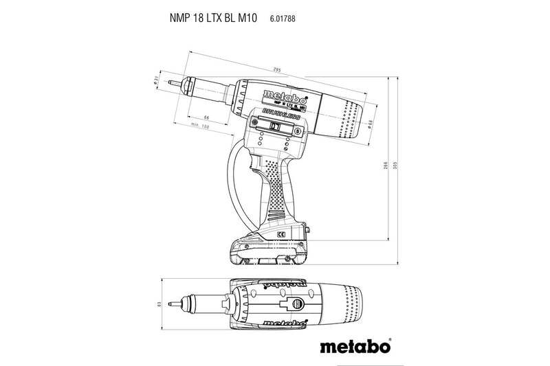 Metabo NMP 18 LTX BL M10 (601788840) 18V Brushless Cordless Rivet Nut Gun - Body Only product image 7