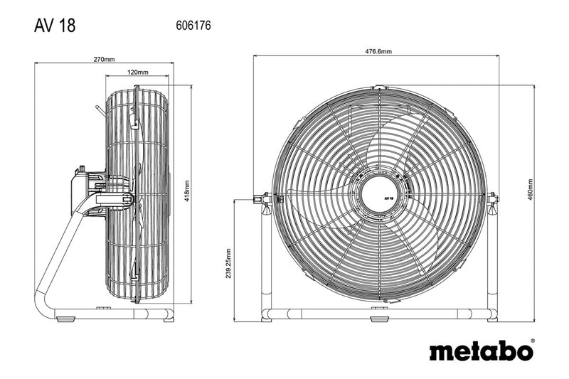 Metabo AV 18 (606176850) 18V Cordless Fan - Body Only product image 3