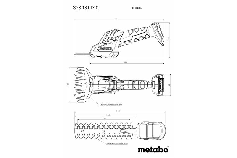 Metabo SGS 18 LTX Q (601609850) 18V Cordless Shrub and Grass Shears - Body Only product image 10