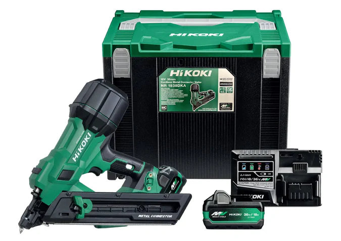HiKOKI NR1838DKAJXZ 18V Brushless Metal Connector Nailer Kit (2 x 5.0Ah Multi Volt Batteries)