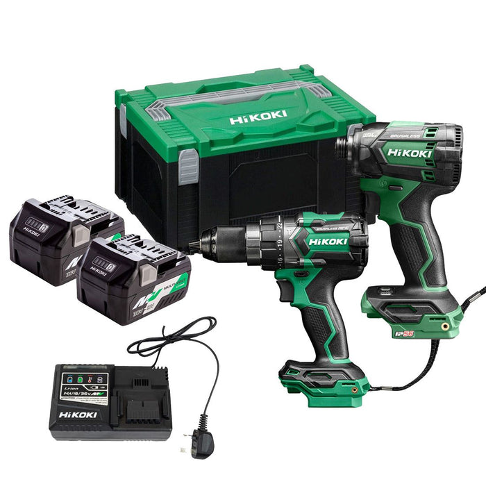 HiKOKI KC18DCJAZ 18-36 Multi-Volt Combi Twin Kit (DV18DCX, WH18DC, 2 x BSL36A18 & UC18YSL3)