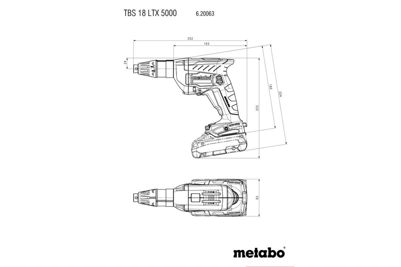 Metabo TBS 18 LTX BL 5000 (620063840) 18V Brushless Cordless Drywall Screwdriver - Body Only product image 4