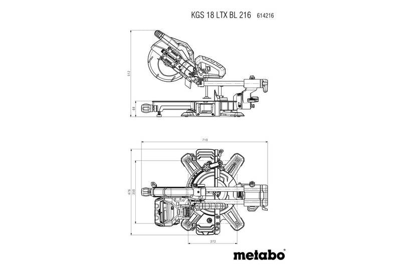 Metabo KGS 18 LTX BL 216 (614216850) 18V Brushless Cordless Mitre Saw - Body Only product image 9