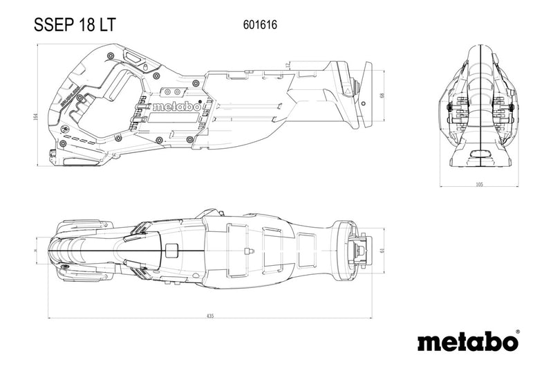 Metabo SSEP 18 LT (601616850) 18V Cordless Reciprocating Saw - Body Only product image 5