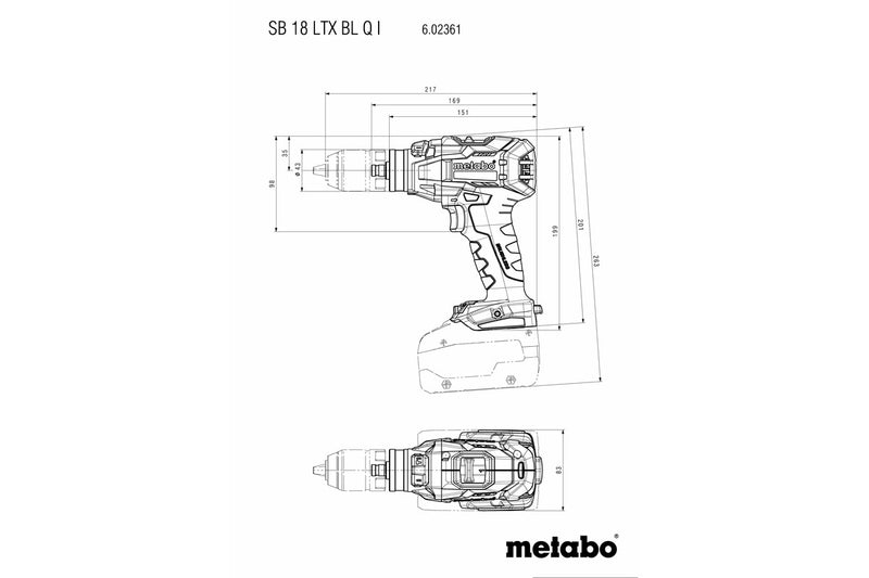 Metabo SB 18 LTX BL Q I (602361850) 18V Brushless Cordless Hammer Drill - Body Only product image 4