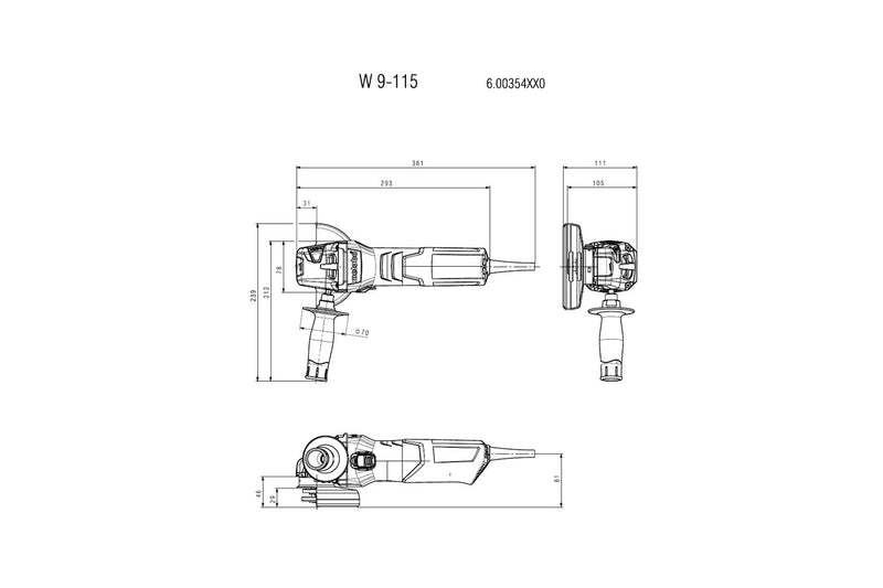 Metabo W 9-115 (600354380) 240V Angle Grinder product image 2