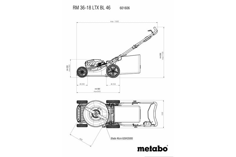Metabo RM 36-18 LTX BL 46 (601606850) 18V Brushless Cordless Lawn Mower - Body Only product image 12