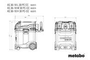 Metabo AS 36-18 M 30 PC-CC (602074850) 18V Cordless Vacuum Cleaner - Body Only product image 10