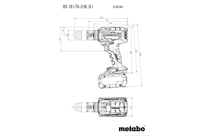 Metabo BS 18 LTX-3 BL Q I (603184840) 18V Brushless Cordless Drill Driver - Body Only product image 3