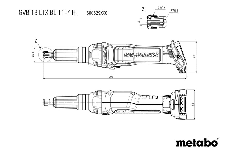 Metabo GVB 18 LTX BL 11-7 HT (600829850) 18V Brushless Cordless Die Grinder - Body Only product image 5