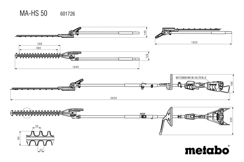 Metabo MA-HS 50 (601726850) Hedge Trimmer Attachment - Body Only product image 12