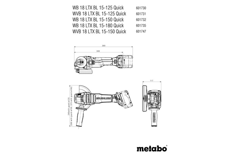 Metabo WB 18 LTX BL 15-125 Quick (601730840) 18V Brushless Cordless Angle Grinder - Body Only product image 6