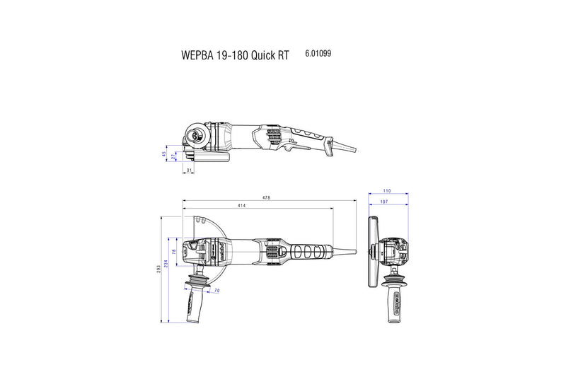 Metabo WEPBA 19-180 Quick RT (601099390) 110V Angle Grinder product image 8