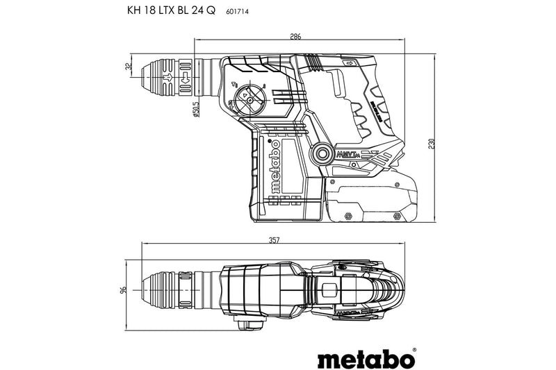 Metabo KH 18 LTX BL 24 Q (601714840) 18V Brushless Cordless SDS-Plus Hammer - Body Only product image 6