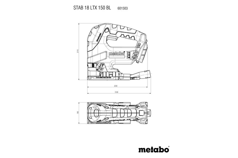 Metabo STAB 18 LTX 150 BL (601503840) 18V Brushless Cordless Jigsaw - Body Only product image 4