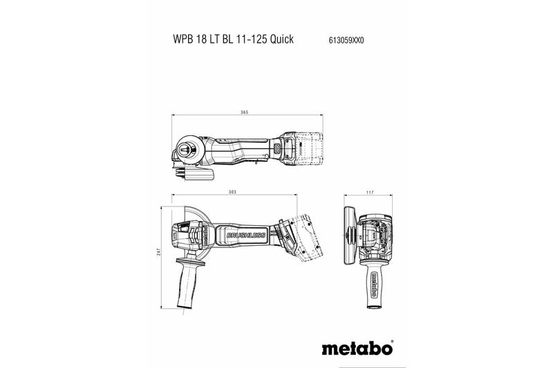Metabo WPB 18 LT BL 11-125 Quick (613059840) 18V Brushless Cordless Angle Grinder - Body Only product image 10