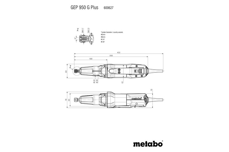 Metabo GEP 950 G Plus (600627390) 110V Die Grinder product image 5
