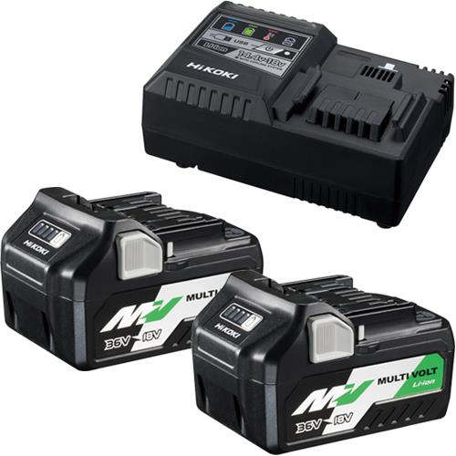 Hikoki UC18YSL3JEZ Multi Volt Battery Set (2 x 18V 5Ah / 36V 2.5Ah Batteries & Rapid Charger)
