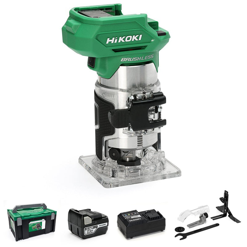 HiKOKI M1808DA/JPZ 18V 1/4 Inch Cordless Trim Router Kit with 1 x Compact 5ah Battery Kit