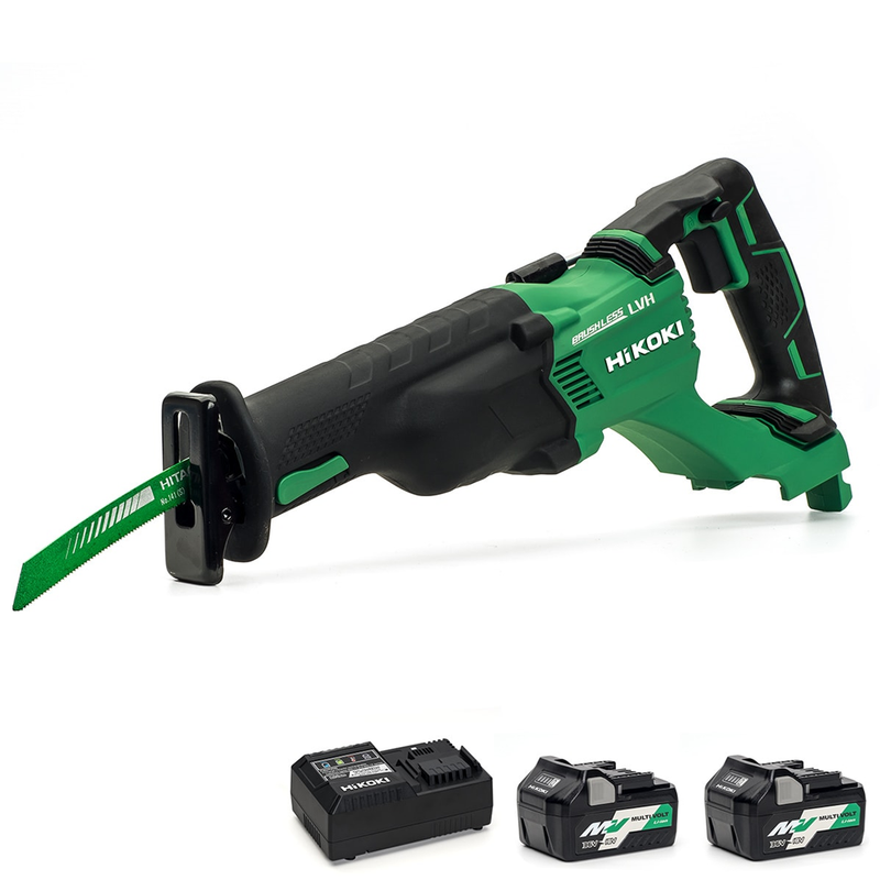 HiKOKI/Hitachi CR18DBL/JRZ 18V Cordless Brushless Reciprocating Saw - 2 X 5.0Ah MultiVolt Batteries